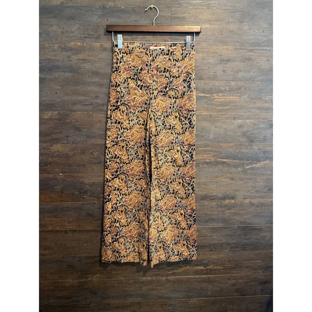 Haver + Blair London Floral Tapestry Wide Leg Pants XS Gold Purple